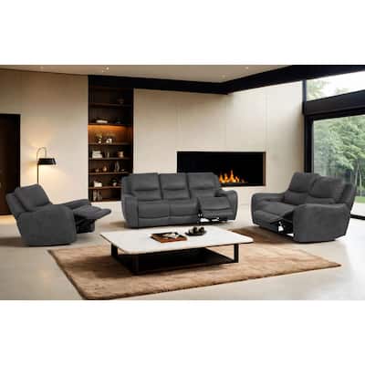Furniture of America Evelio Modern 3-Piece Oversized Power Recline Sofa Set with USB Ports