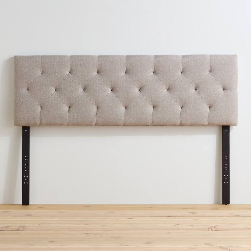 Brookside Kaylee Adjustable Upholstered Headboard - Beige-Diamond Tufting - Queen