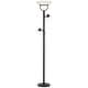 preview thumbnail 1 of 1, Modern Torchiere Floor Lamp 3-in-1 Tiger Bronze White Glass - 14" x 70"