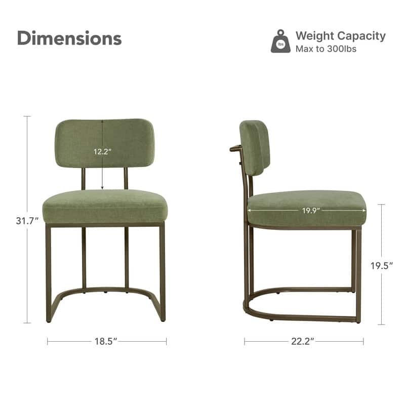 Spruce & Spring Arthur Dining Chair Set with Brass or Black Frame
