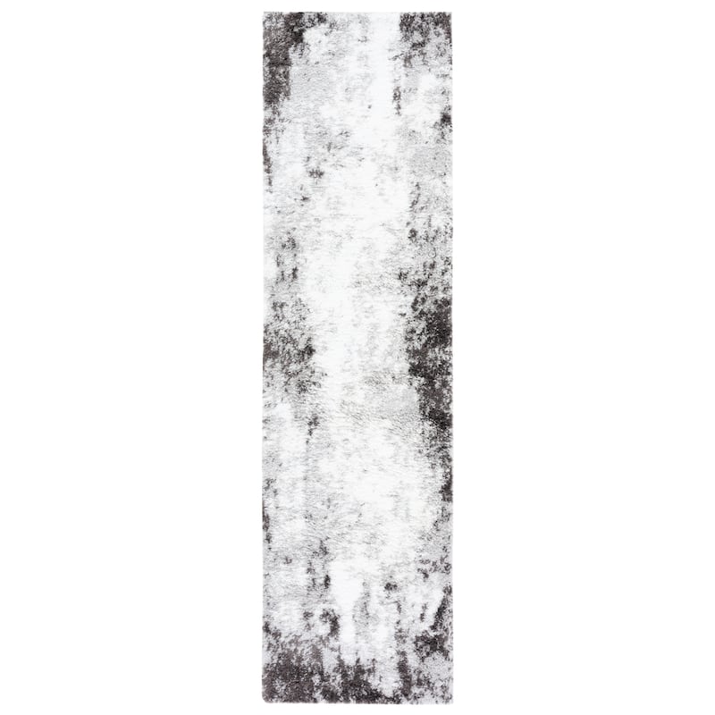 SAFAVIEH Berber Shag Mairi Rug - 2'3" x 8' Runner - Grey/Dark Grey