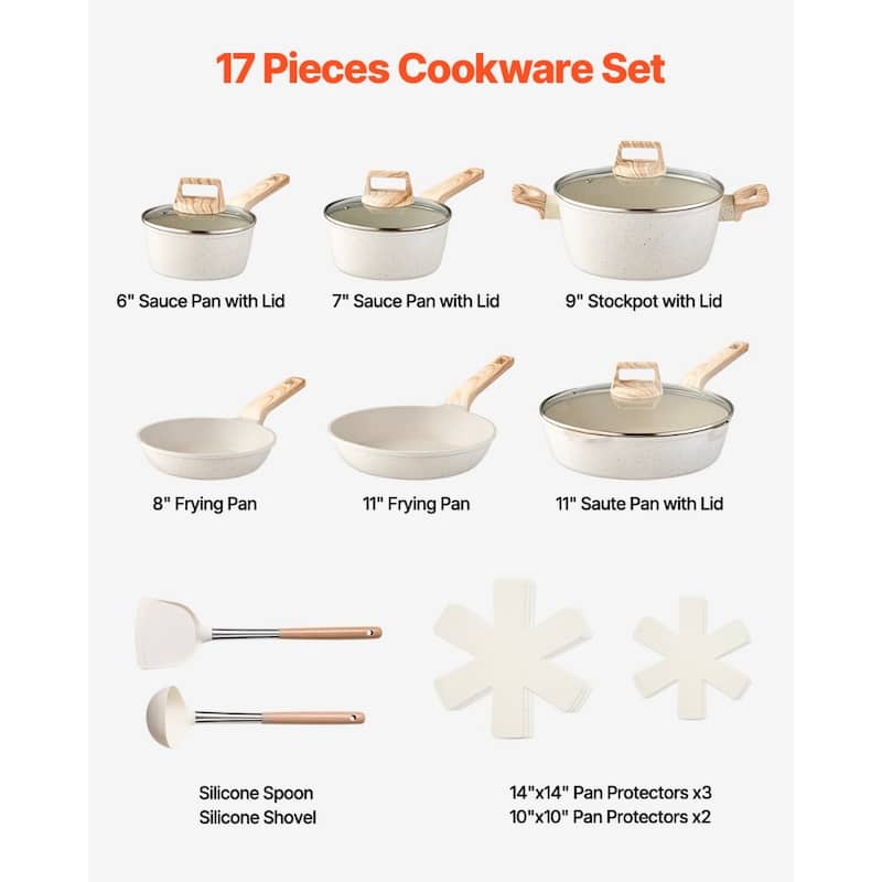 Aluminum Cookware Set with Non-Stick Pans and Lids