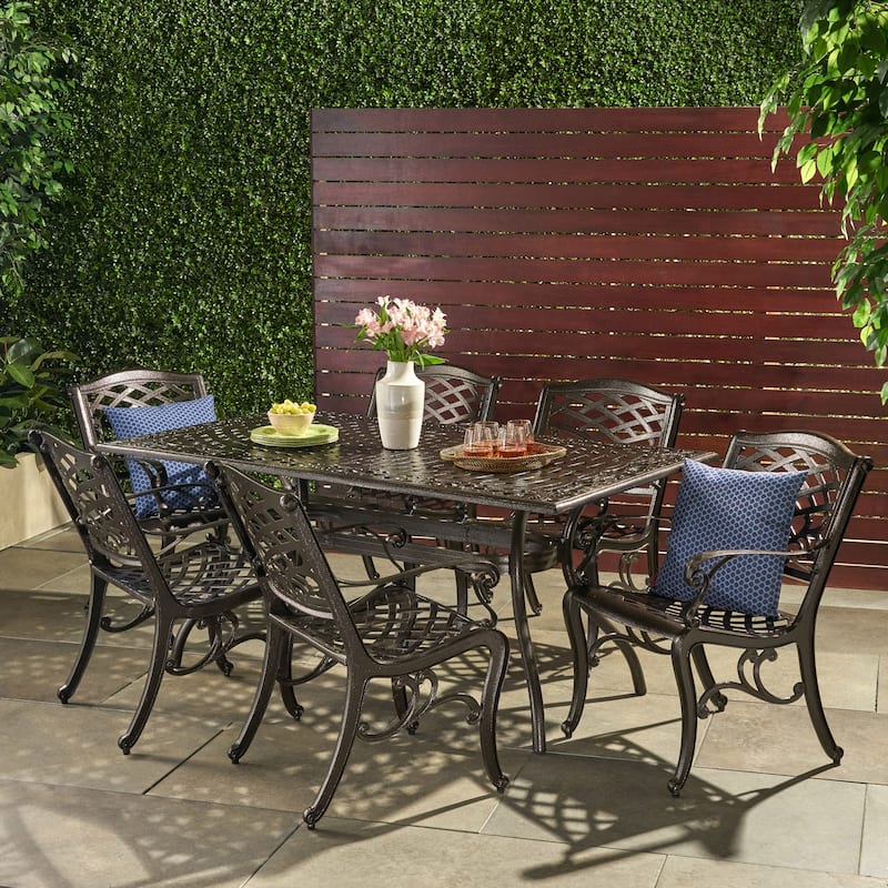 Hallandale 7-pc. Aluminum Bronze Dining Set by Christopher Knight Home