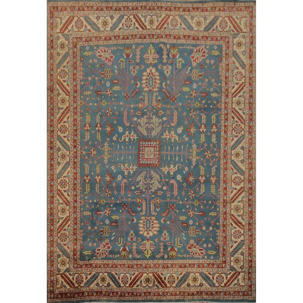 Hand Knotted Oriental 100% Wool Carpet Transitional All-Over Navy Blue & Blues Oushak Area Rug - 14' 8'' X 11' 10''