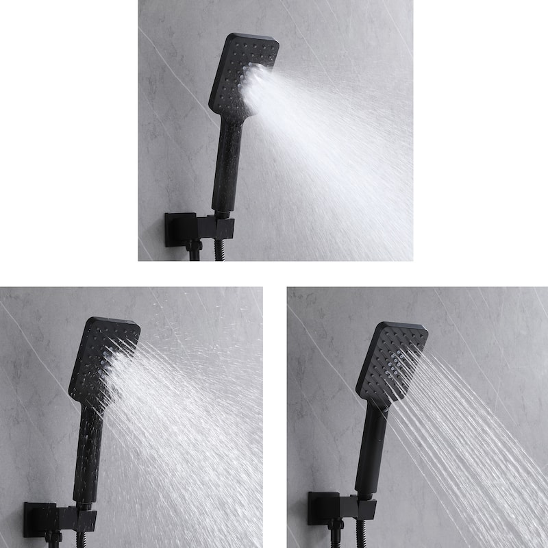 Wall Mount Shower Faucet with Body Jets Brass 3-Setting Spray Complete Shower System with Pressure Balance Valve