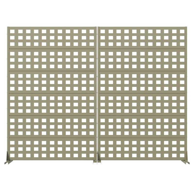 Outdoor Rectangle Privacy Screens Metal Screen Fence Panel Set of 2