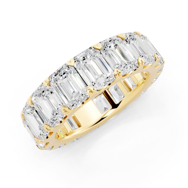 Auriya 14k Gold 7 1/2ctw Emerald Lab Grown Diamond Eternity Ring (E-F VS)