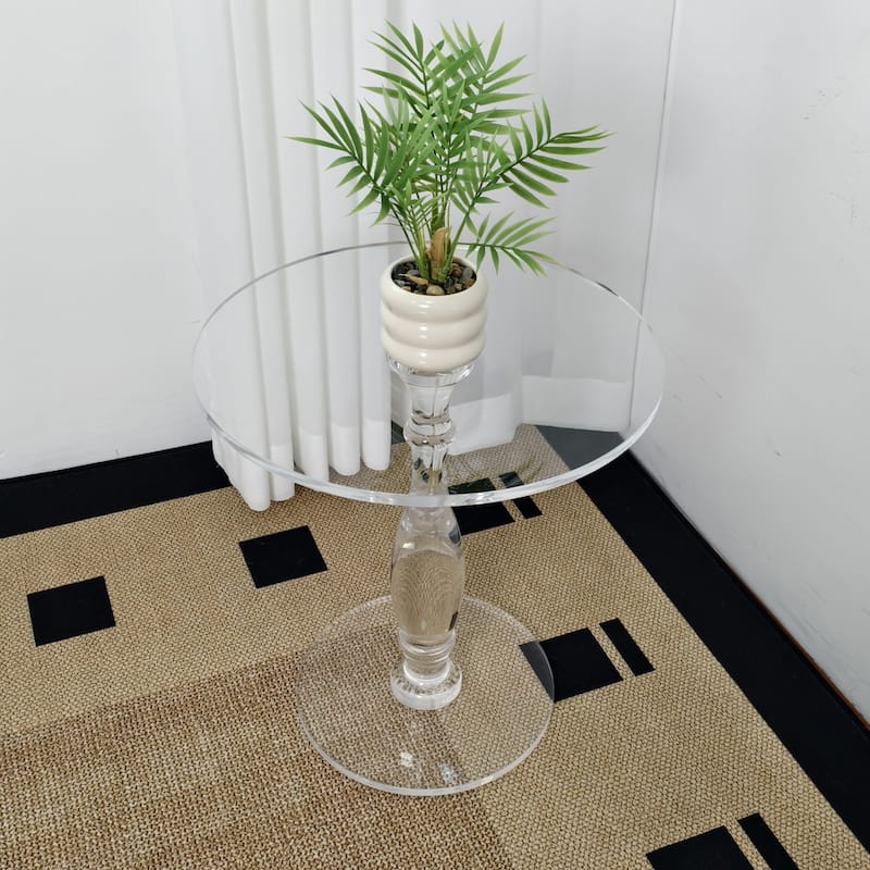 18” Round Clear Acrylic Side Table for Small Spaces - 17.72x18.70 inch