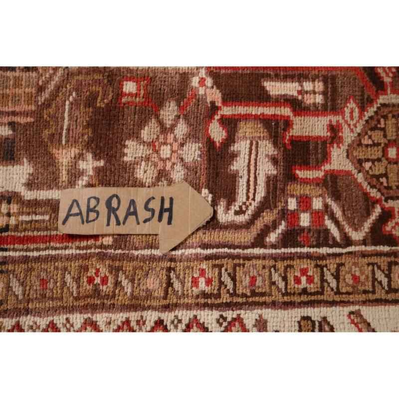 Geometric Red Heriz Persian Vintage Area Rug Handmade Wool Carpet - 6'11"x 9'10"