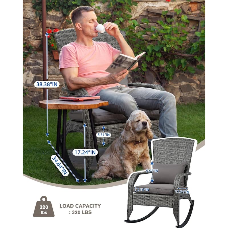 Outdoor Wicker Rocking Chair, Rattan Recliner