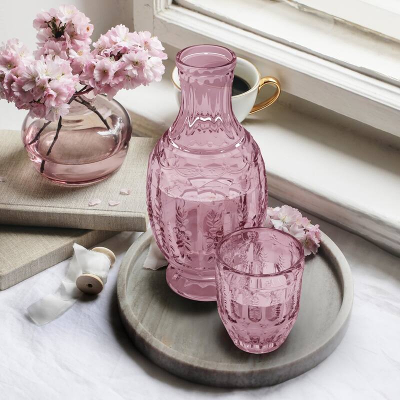 Zanzer Vintage Bedside Night Carafe and Tumbler Set - 33.8 Oz