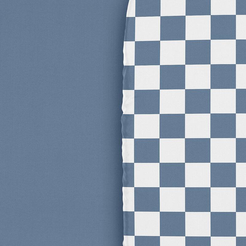 Sweet Jojo Designs Blue Gingham Checkered Plaid Boy 2 Pack Baby Bassinet Fitted Sheets - Solid Steel and Vintage Checkerboard