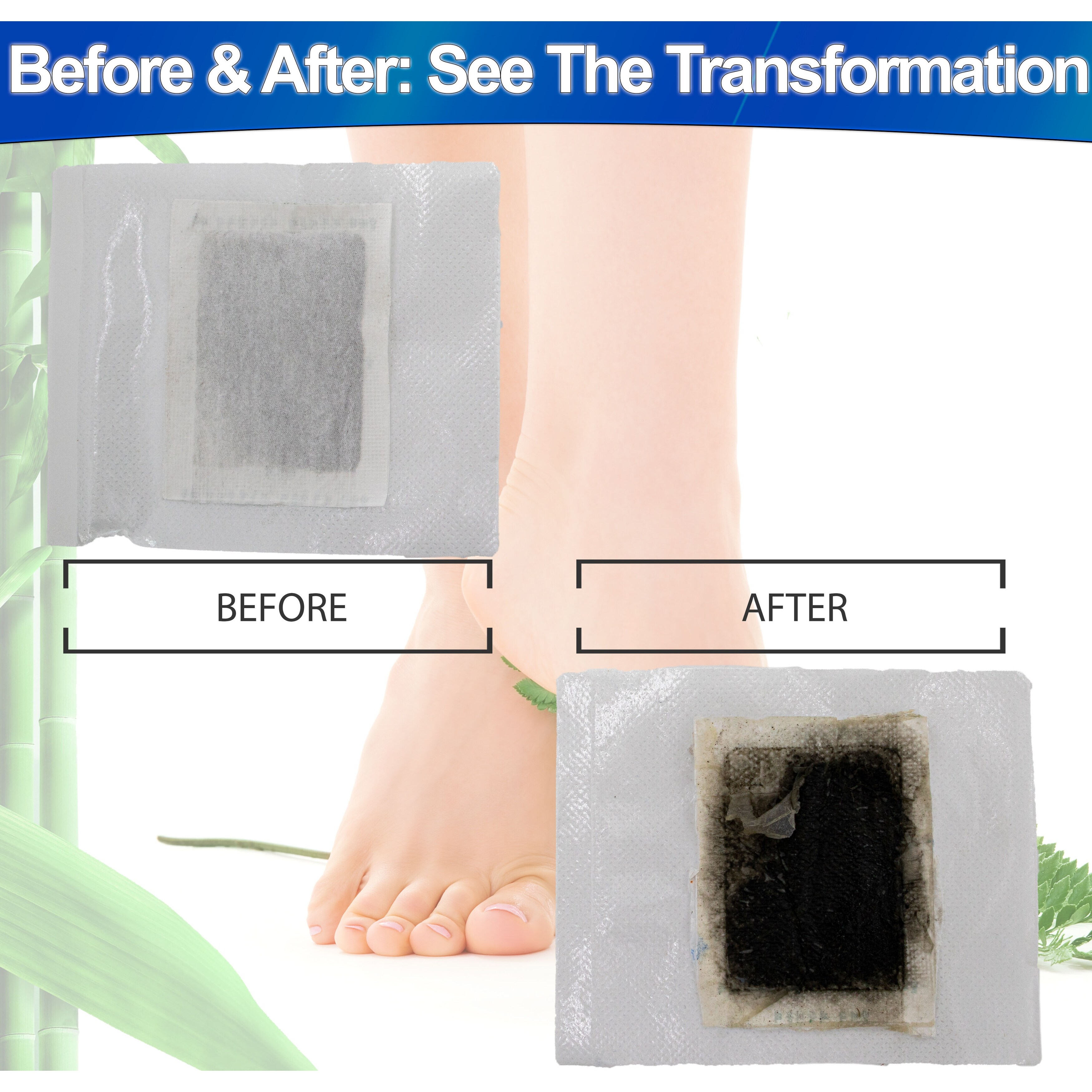 Japanese Foot Cleanse Detox Pads - Relief with Bamboo Ginger Charcoal &  Soothing Lavender