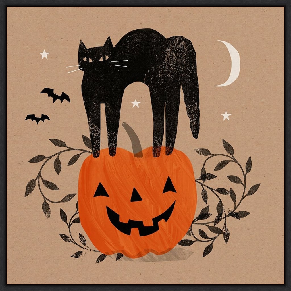 Amanti Art Halloween Cat I Framed Canvas Wall Art
