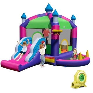 Gymax Inflatable Bounce Castle w/ Sun Roof 5-in-1 Jumping Bounce