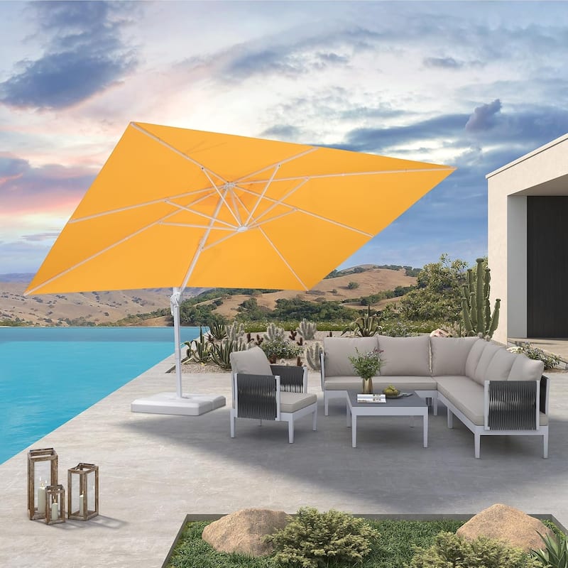 PURPLE LEAF 10 x 13 ft White Cantilever Patio Umbrella with 360 Degree Rotation