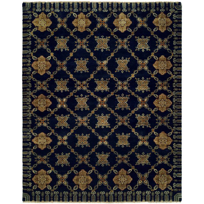 Transitional Blue Hand-Knotted Wool Area Rug - 3' x 5' - Blue