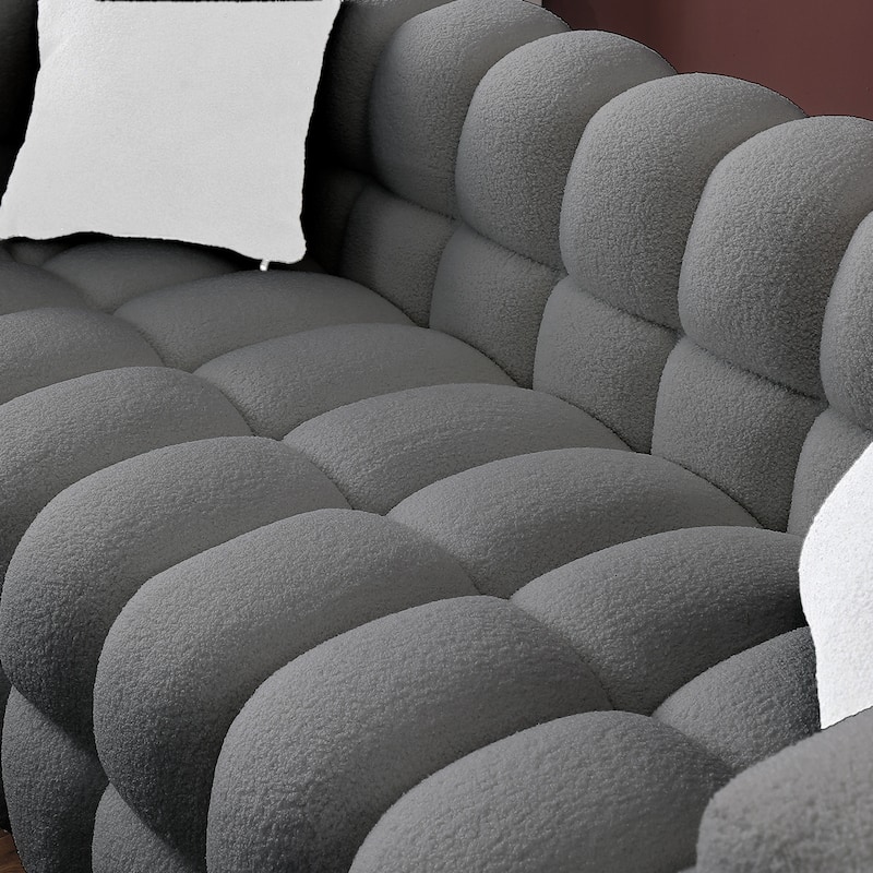 Wayna Modern Style Sofa, Sherpa Thick Cushion Double Sofa
