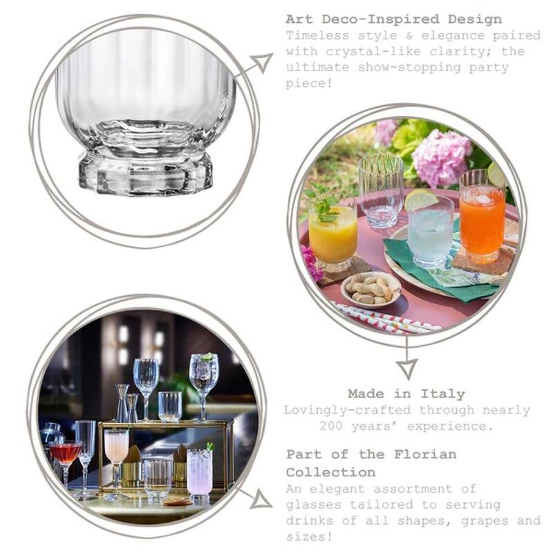Bormioli Rocco Set of 4 Florian DOF Glasses - 12.6 oz.