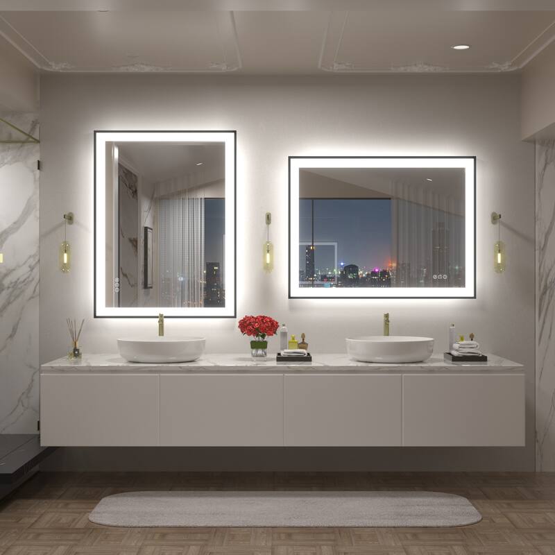 Front & Back LED Anti-Fog Tempered Glass Framed Bathroom/Vanity Mirror 3-Year Warranty