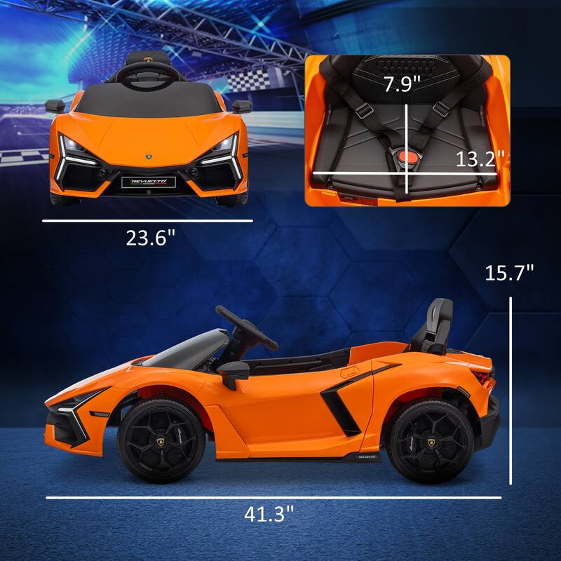Lamborghini Revuelto Licensed 12V Kids Ride-On Electric Car with Hydraulic Doors, Remote Control, Lights, and Music