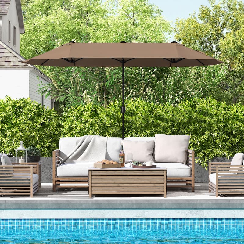 13FT Twin Table Patio Umbrella Double Sided with Crank for Outdoor Shade