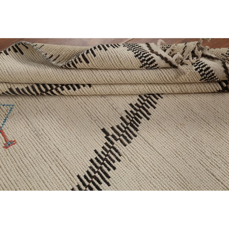 Moroccan Oriental Area Rug Hand-Knotted Wool Carpet - 6'0"x 9'9"