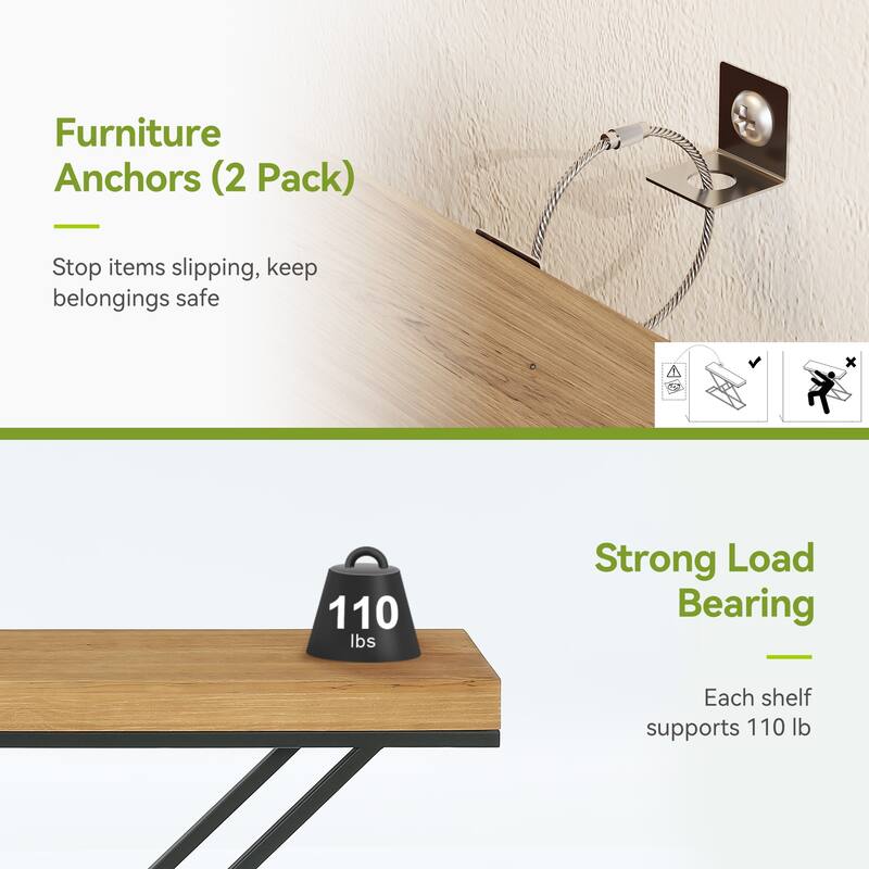 Solid Wood Console Table, 43.2" Modern Industrial Entryway Table