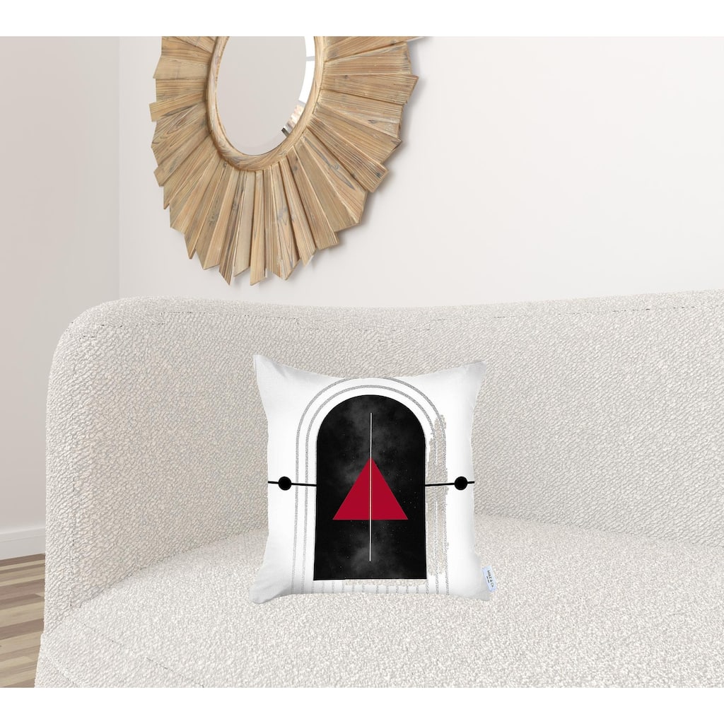 HomeRoots 18" X 18" Black And Red Abstract Zippered Handmade Polyester Throw Pillow Cover