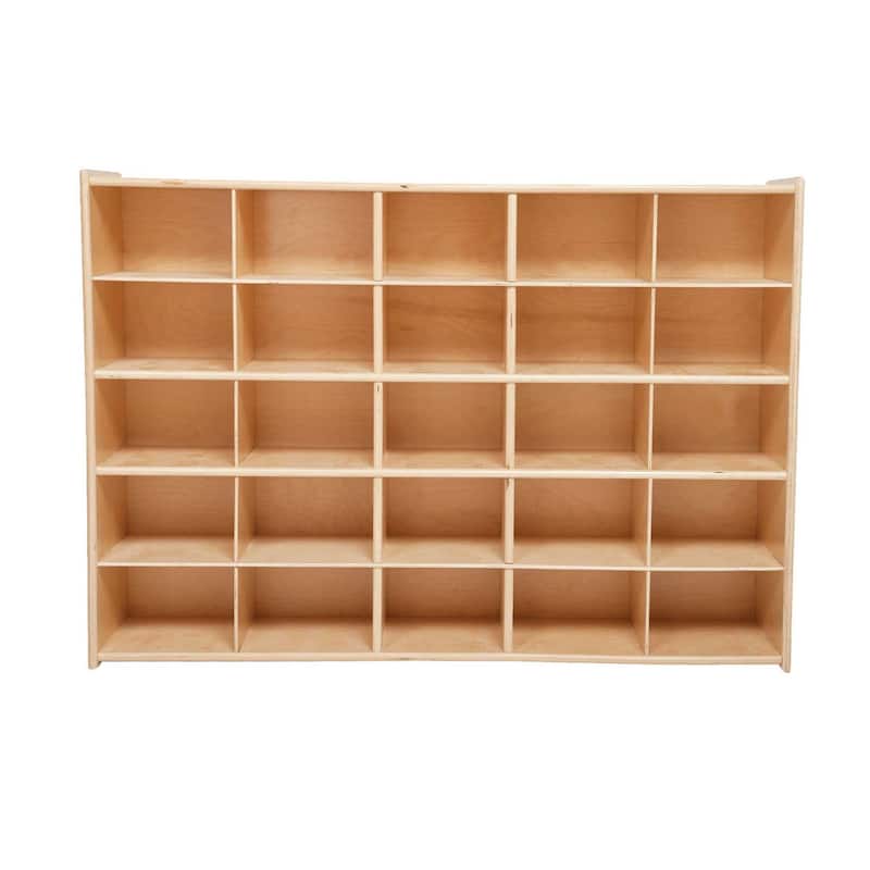 Contender 25 Cubby Birch Plywood Tray Storage Cabinet, Homeschool Toddler Organizer Toys, Books, Art and Craft Supplies