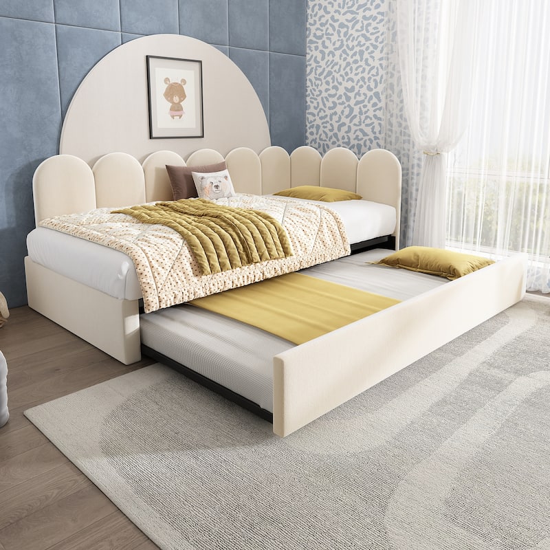 Twin Size Daybed Upholstered Platform Bed L-shaped Single Sofa Bed, with Hydraulic Storage or Pull-Out Bed, Velvet Fabric