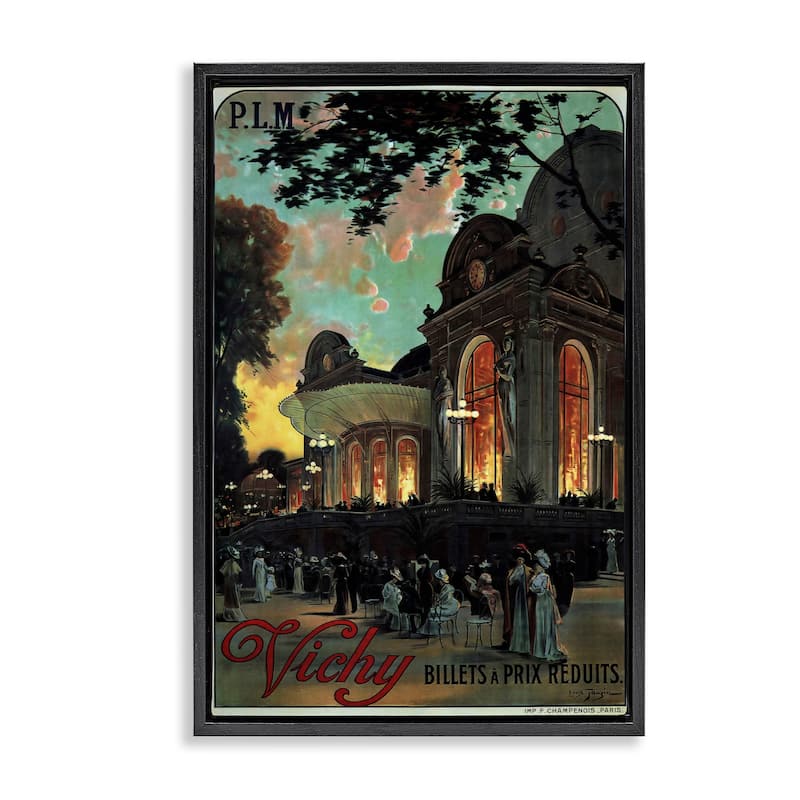 Stupell Vichy Cultural Antique Poster Framed Floater Canvas Wall Art Design By Marcus Jules - 21 x 31 - Black