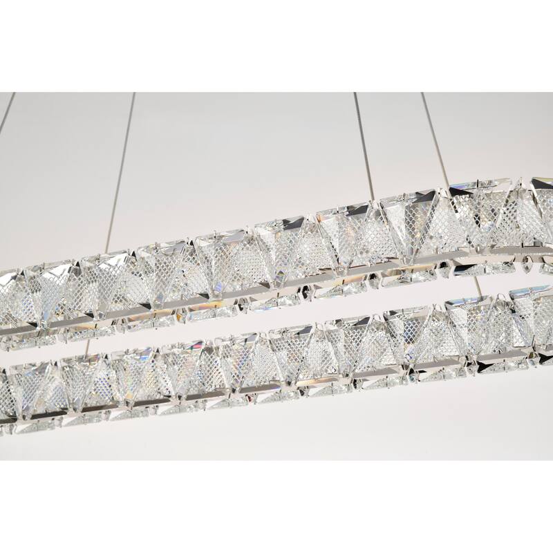 Asher LED 36 Inch Round Pendant Polished Nickel Finish K9 Crystal - Polished Nickel