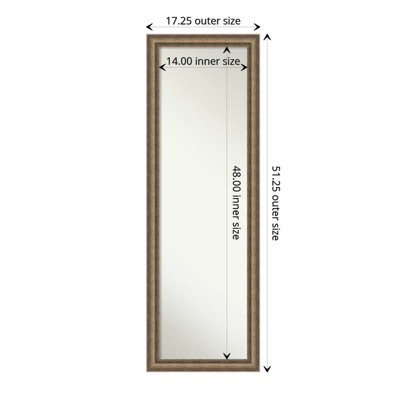 Angled Non-Beveled Wood Framed Full-Length On the Door Mirror - Glass Size 14x48 - Angled Bronze