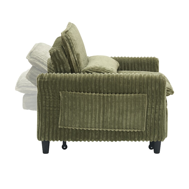 Corduroy Accent Chair Convertible Chaise Lounge, Single Sofa Chair Lounge Chair Pull-out Sleeper Sofa Bed
