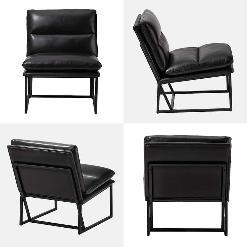Glitzhome Set of 2 30.25"H Modern Ergonomic PU Accent Armless Chair