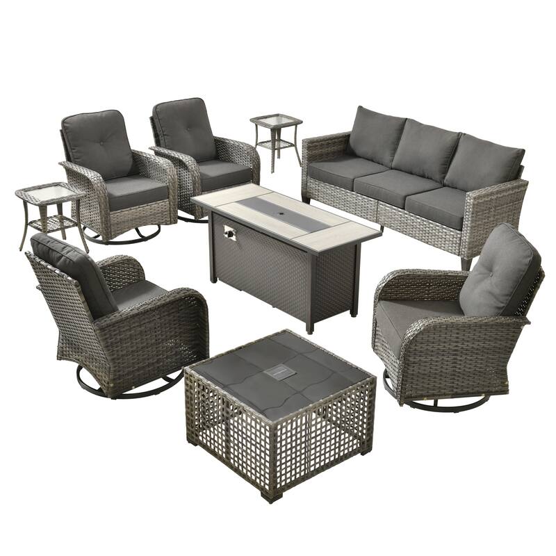 XIZZI Outdoor Patio Furniture Grey Wicker Conversation Seating Set