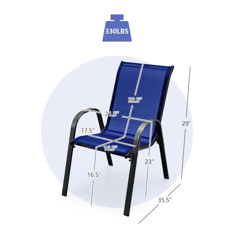4 Pieces Stackable Patio Dining Chairs Set with Armrest - 29" x 21.5" x 35.5" (L x W x H)