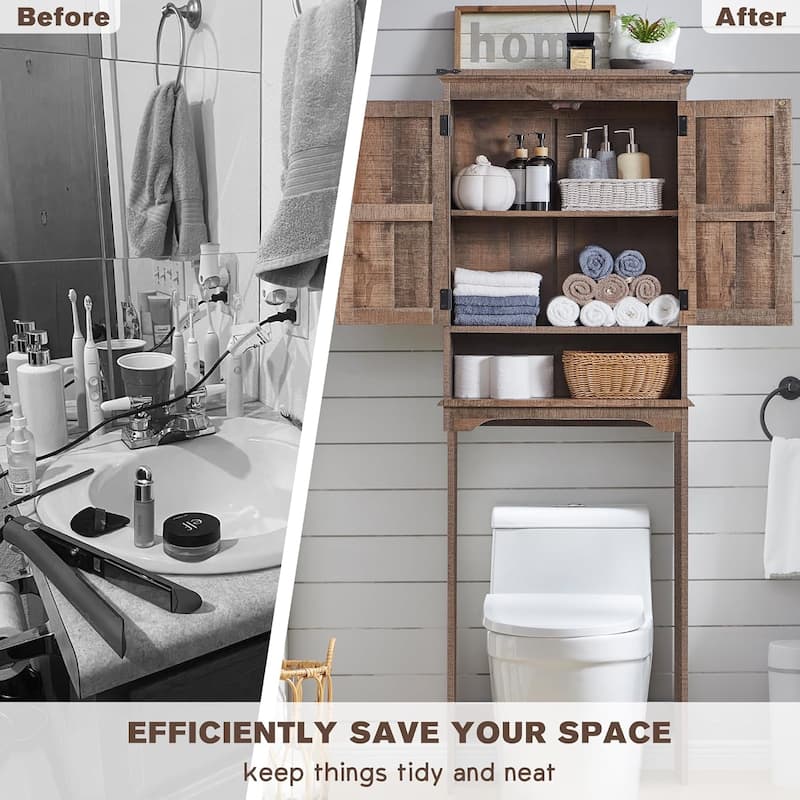 Farmhouse Over The Toilet Storage Cabinet, 67" Tall Bathroom Cabinet