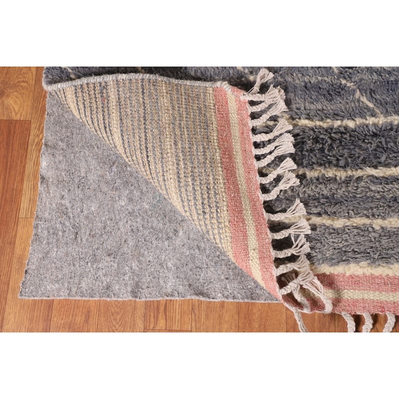 Geometric Moroccan Large Oriental Area Rug Hand-Knotted Wool Carpet - 9'11" x 14'8"