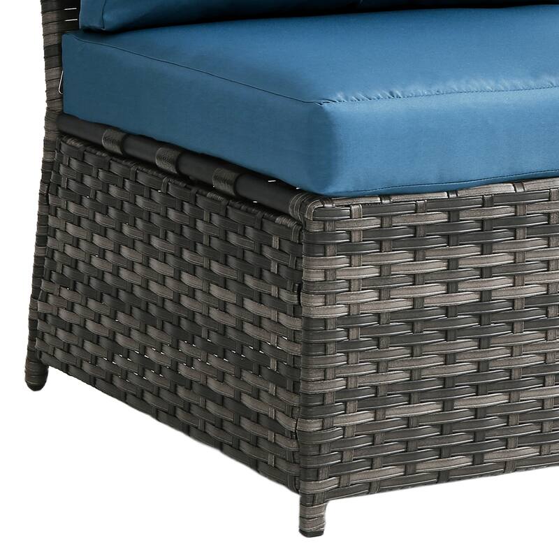 Outdoor Wicker Patio Conversation Furniture Set with Table and Cushion