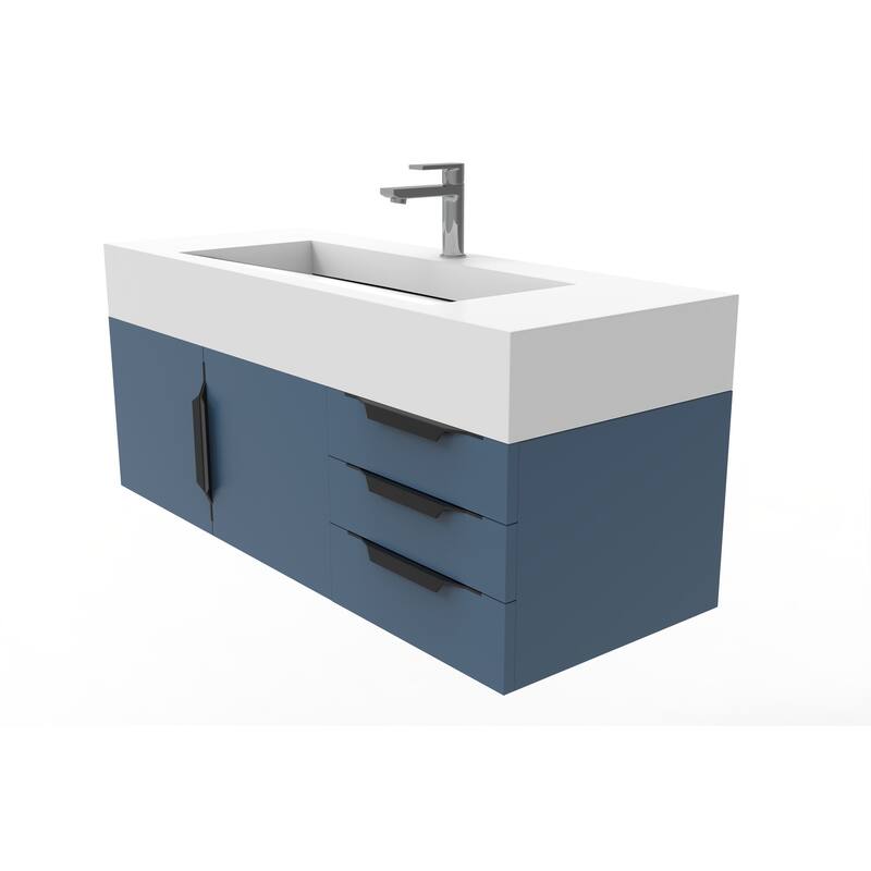 Nile 48" Wall Mounted Bathroom Vanity Set w/ White Top