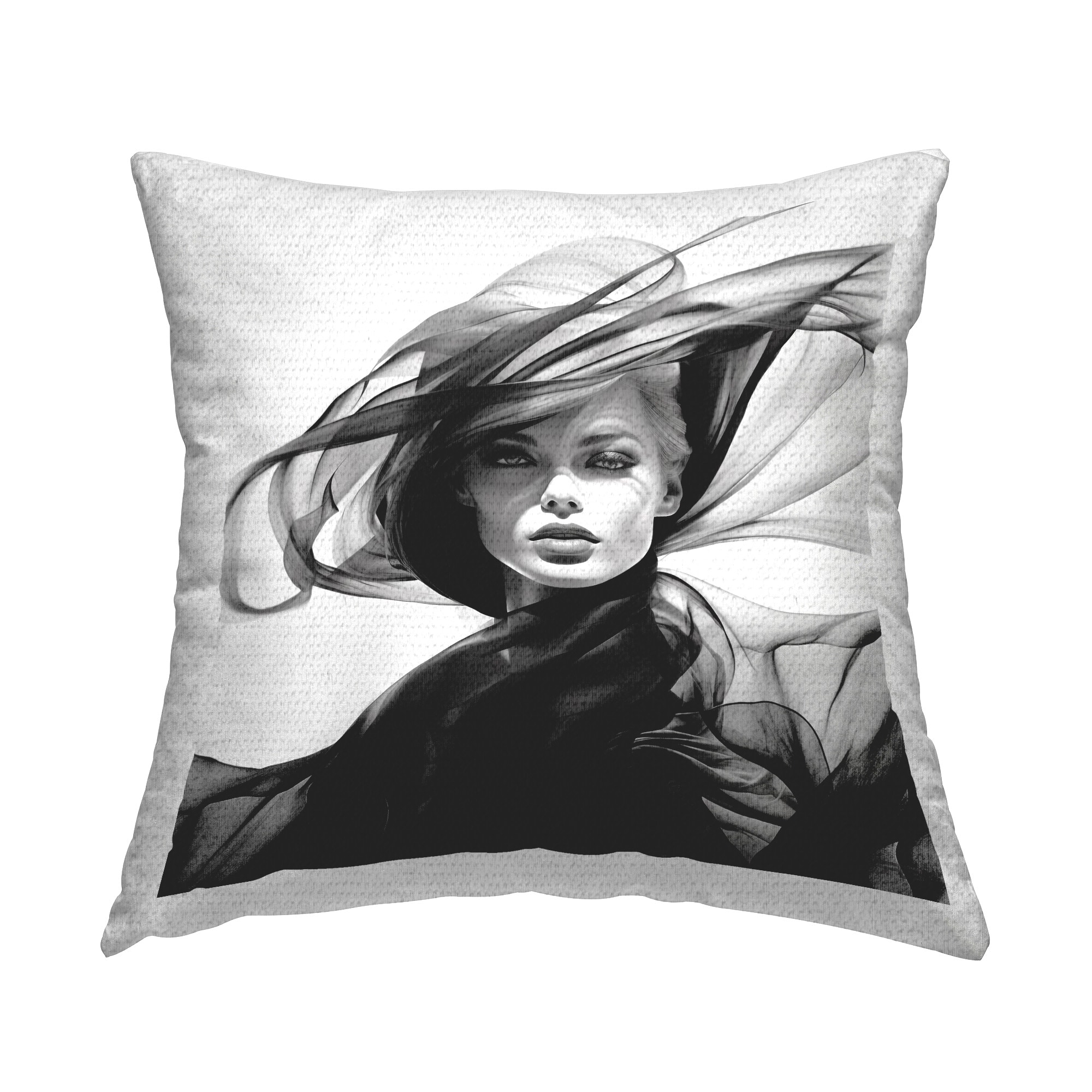 Stupell Woman with Chic Hat Printed Outdoor Throw Pillow Design by RB