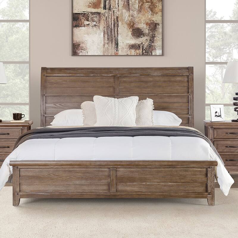 Furniture of America Trove Brown Queen-size Solid Wood Sleigh Bed
