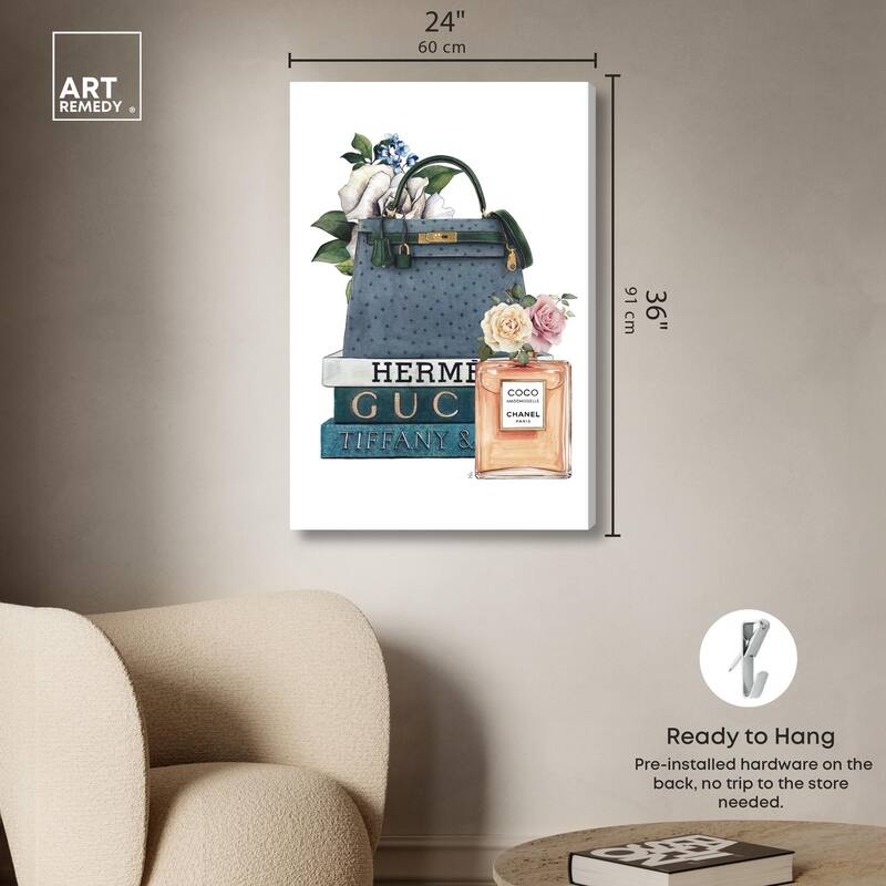 Books and Coco Orange Canvas by Art Remedy, Gallery Wrapped