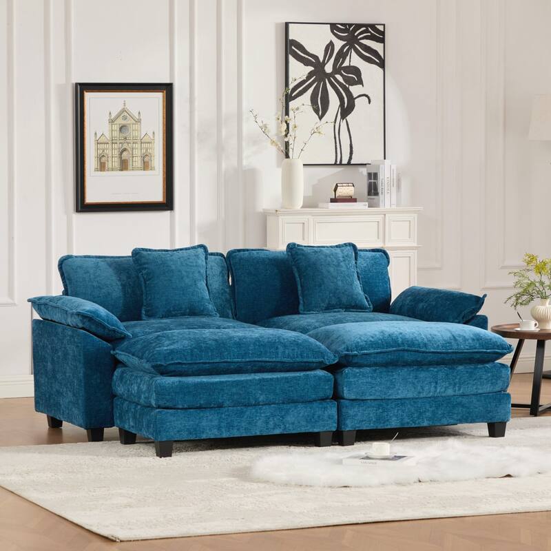 Modern Sectional Couch, for Living Room Bedroom and Apartment, Comfy Double Layer Upholstered Seat Cushion