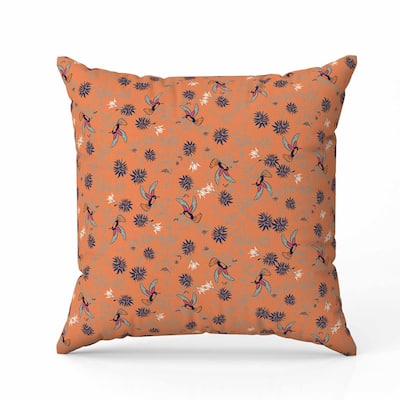 Songbird Flora Parade Faux Suede Reversible Throw Pillow Orange and Blue