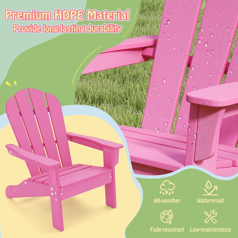 Gymax 4PCS Kid's Adirondack Chair All-Weather HDPE Toddler Lawn Chair