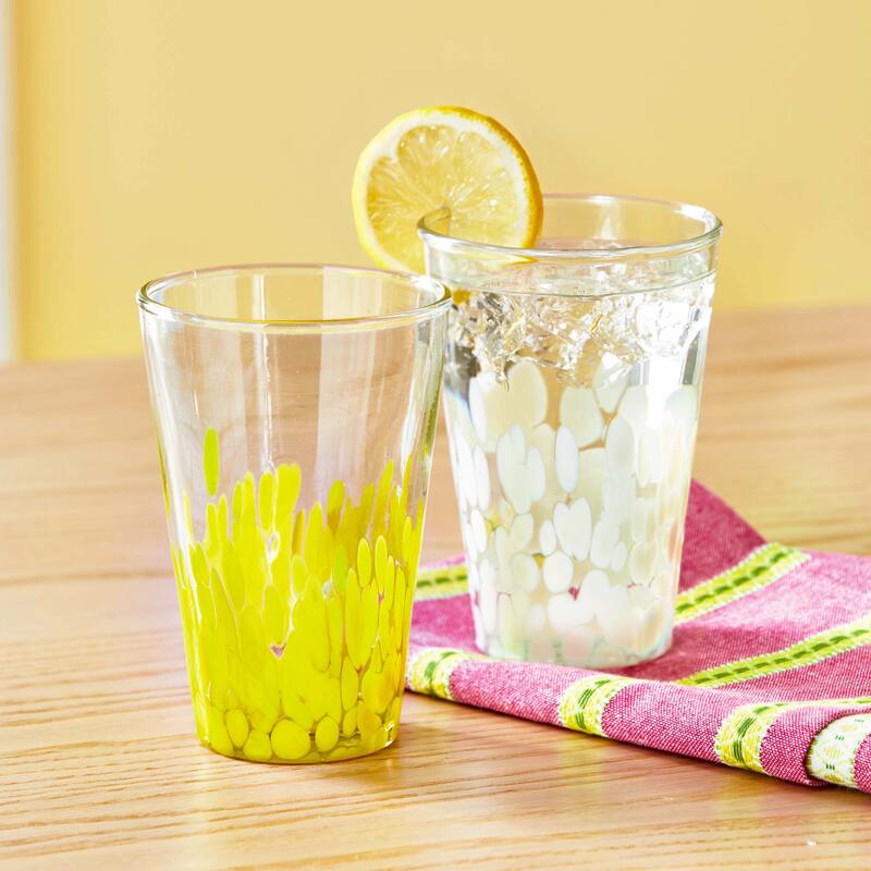 Pinto Confetti White Tumbler - 15oz Dishwasher Safe Drinkware, Everyday Use, 5" H x 3.5" L x 3.5" W