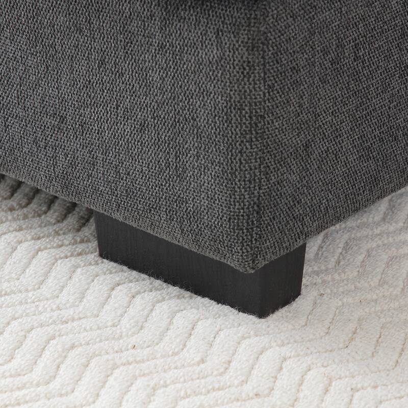 U-shaped Sectional Sofa with Chaise, Built-in Storage Console and Cup Holders, Linen Double-Layer Cushioning Lounge Couch